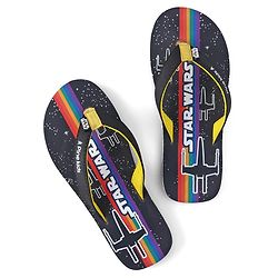 Pine Kids Lucas Slip On Flip Flops with Star War Print - Black