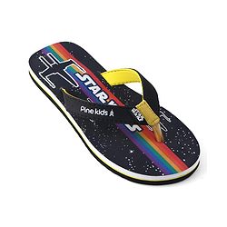 Pine Kids Lucas Slip On Flip Flops with Star War Print - Black