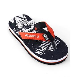 Pine Kids Lucas Slip On Flip Flops with Star Wars Print - Black