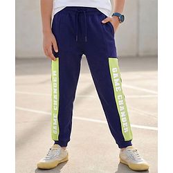 Pine Kids Knit Full Length Lounge Pant With Game Changer Print - Navy Blue