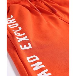 Pine Kids Knit Full Length Lounge Pants with Text Print -  Orange