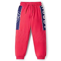 Pine Kids Knit Full Length Lounge Pant With Text Print - Red