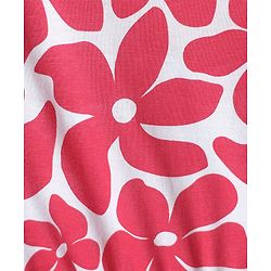 Pine Kids Cotton Knit Puffed Sleeves Frock with Floral Print - Dark Pink
