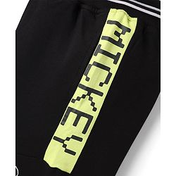 Pine Kids Disney Terry Knit Knee Length Shorts with Cut & Sew Design & Mickey Mouse Graphics - Black