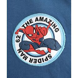 Pine Kids Marvel Single Jersey Knit Half Drop Shoulder Sleeves Polo T-Shirt with Spider Man Graphics - Navy Blue
