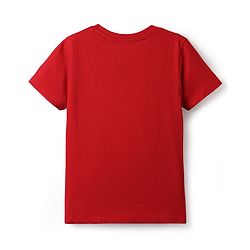 Pine Kids Cotton Knit Half Sleeves T-Shirt with Text Print - Red