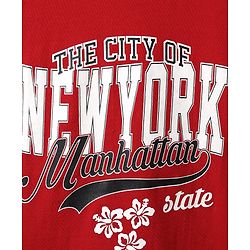 Pine Kids Cotton Knit Half Sleeves T-Shirt with Text Print - Red
