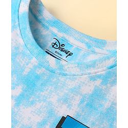 Pine Kids Disney Terry Knit Oversized Drop Shoulder Tie & Dye T-Shirts With Front & Back Mickey Mouse Graphics - Light Blue