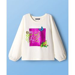 Pine Kids Cotton Knit Full Sleeves Top With Girl You Got This Text Print - White