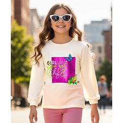 Pine Kids Cotton Knit Full Sleeves Top With Girl You Got This Text Print - White