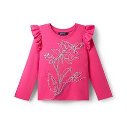 Pine Kids Cotton Knit Full Sleeves Top With Frill Detailing - Dark Pink
