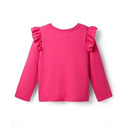 Pine Kids Cotton Knit Full Sleeves Top With Frill Detailing - Dark Pink
