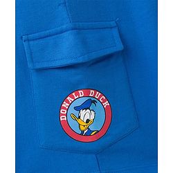 Pine Kids Disney Single Jersey Knit Half Sleeves Drop Shoulder T-Shirt & Shorts Set With Donald Duck Graphics - White & Blue