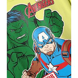 Pine Kids Marvel Terry Knit Half Drop Shoulder Sleeves T-Shirt with Avengers Graphics - Neon Green