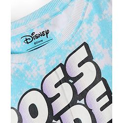 Pine Kids Disney Single Jersey Knit Half Drop Shoulder Sleeves Tie & Dye T-Shirt with Mickey Mouse Graphics - Aqua Blue