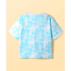 Pine Kids Disney Single Jersey Knit Half Drop Shoulder Sleeves Tie & Dye T-Shirt with Mickey Mouse Graphics - Aqua Blue
