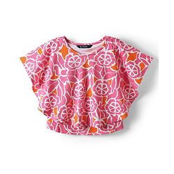 Pine Kids Cotton Knit half Sleeves Top with Floral Print - Pink