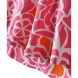 Pine Kids Cotton Knit half Sleeves Top with Floral Print - Pink