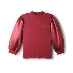 Pine Kids Cotton Knit Full Sleeves Solid Color Top - Dark Red