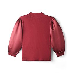 Pine Kids Cotton Knit Full Sleeves Solid Color Top - Dark Red