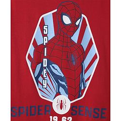 Pine Kids Marvel Single Jersey Knit  Half Sleeves T-Shirts with Spider-Man Graphics - Red
