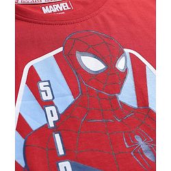 Pine Kids Marvel Single Jersey Knit  Half Sleeves T-Shirts with Spider-Man Graphics - Red