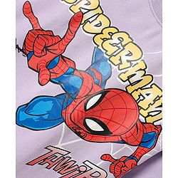 Pine Kids Marvel Terry Knit Half Drop Shoulder Sleeves T-Shirt with Front & Back Spider Man Graphics Graphics - Lavender