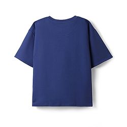 Pine Kids Marvel Terry Knit Half Drop Shoulder Sleeves Oversized T-Shirt with Spider Man Graphics - Navy Blue