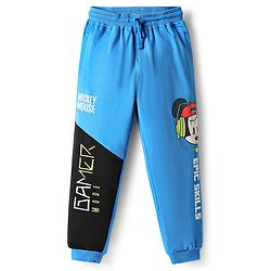 Pine Kids Disney Terry Knit Full Length Cut & Sew Track Pant With Mickey Mouse Graphics - Blue