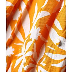 Pine Kids Cotton Woven Half Off Shoulder Sleeves Top & Palazzo Set with Floral Print - White & Orange