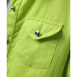 Pine Kids Viscose Rayon Woven Half Sleeves Solid Shirt & Shorts Co-Ord Set With Inner Top - Lime Green