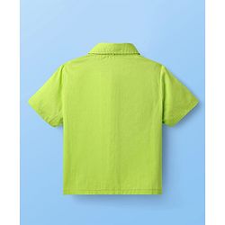 Pine Kids Viscose Rayon Woven Half Sleeves Solid Shirt & Shorts Co-Ord Set With Inner Top - Lime Green
