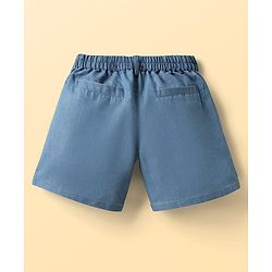 Pine Kids Viscose Rayon Woven Cold Shoulder Top & Shorts Set With Textured Design - White & Blue