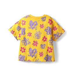 Pine Kids Single Jersey Knit Half Sleeves Shorts Night Suit with Floral Print - Yellow