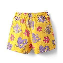 Pine Kids Single Jersey Knit Half Sleeves Shorts Night Suit with Floral Print - Yellow