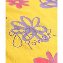 Pine Kids Single Jersey Knit Half Sleeves Shorts Night Suit with Floral Print - Yellow