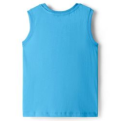 Pine Kids Single Jersey Knit Sleeveless Shorts Night Suit With Tree Print - Light Blue