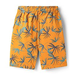 Pine Kids Single Jersey Knit Sleeveless Shorts Night Suit With Tree Print - Light Blue