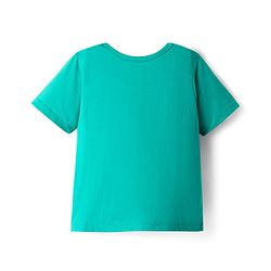 Pine Kids Single Jersey Knit Half Sleeves Shorts Night Suit With Leaf Print - Sea Green