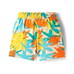 Pine Kids Single Jersey Knit Half Sleeves Shorts Night Suit With Leaf Print - Sea Green