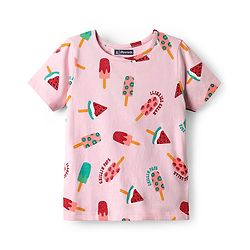 Pine Kids Single Jersey Knit Half Sleeves Shorts Co-Ord Night Suit With Fruit Print - Pink