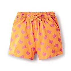 Pine Kids Single Jersey Knit Half Sleeves Co-ords Shorts Night Suit With Butterfly Print - Orange