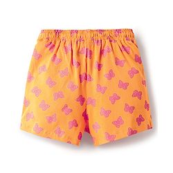 Pine Kids Single Jersey Knit Half Sleeves Co-ords Shorts Night Suit With Butterfly Print - Orange
