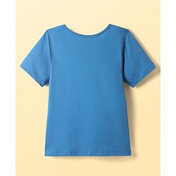 Pine Kids Cotton Knit Half Sleeves Night Suit With Text & Butterfly Print - Blue