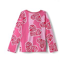 Pine Kids Single Jersey Knit Full Sleeves Co-ords Night Suit With Heart Print - Pink