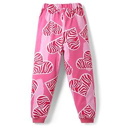 Pine Kids Single Jersey Knit Full Sleeves Co-ords Night Suit With Heart Print - Pink