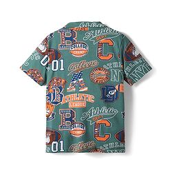 Pine Kids Single Jersey Knit Half Sleeves Co-Ord Night Suit with Sports Print - Foliage Green