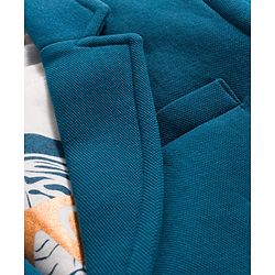 Pine Kids Knit Full Sleeves Solid Blazer With Printed Inner Tee - Teal Blue