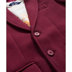 Pine Kids Knit Full Sleeves Solid Blazer With Printed Inner Tee - Maroon
