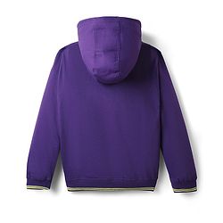 Pine Kids 100% Cotton Full Sleeves Text Printed Hooded Sweatshirt With Kangaroo Pockets - Purple & Green